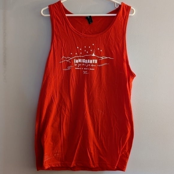 𝅺HAMILTON Immigrants get the Job Done Red Tank Top Medium Unisex - Picture 1 of 5